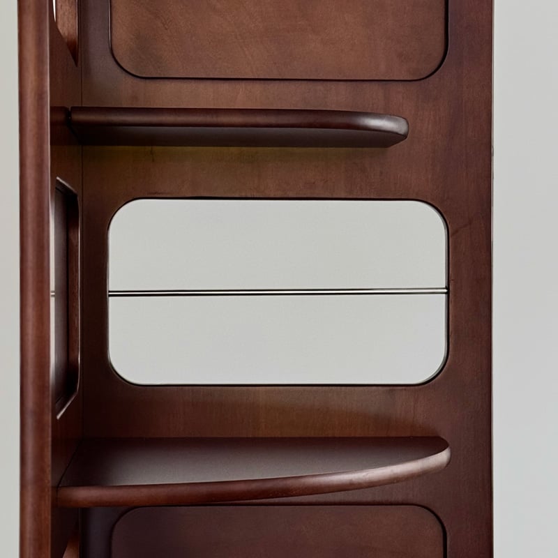 rack-03095 天然木 ステンレスレッグ コーナー ディスプレイラック