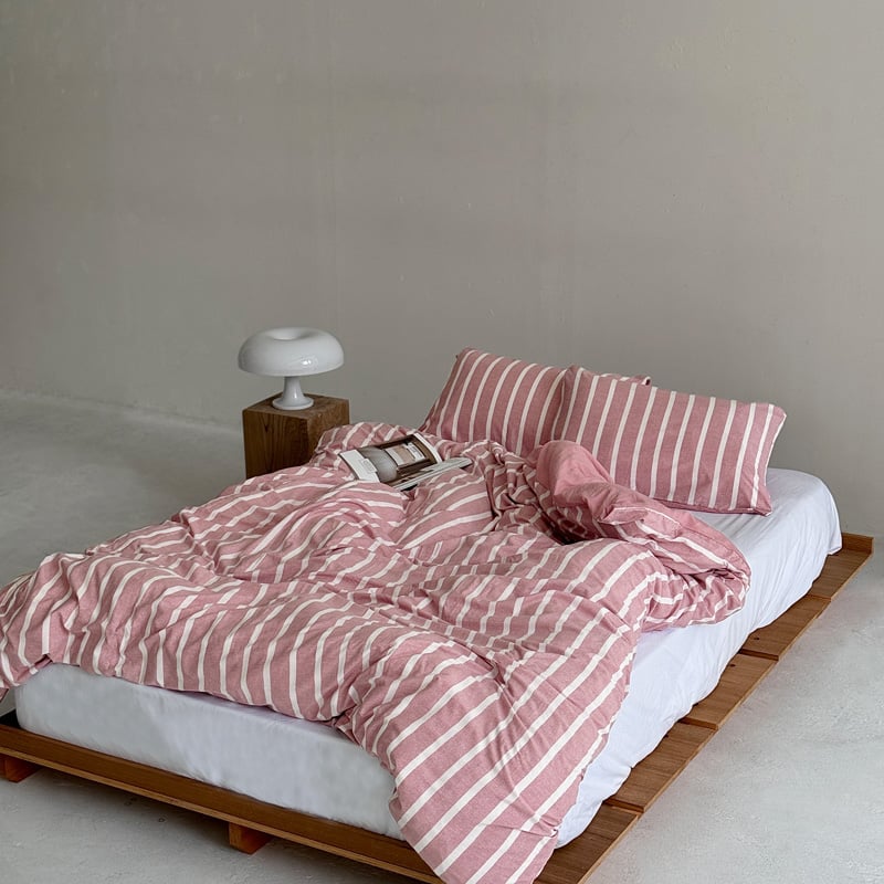 beddingsets-03059 pink×white ストライプ 布団カバーセット | A beddingsets-03059 pink×white ストライプ 布団カバーセット | A