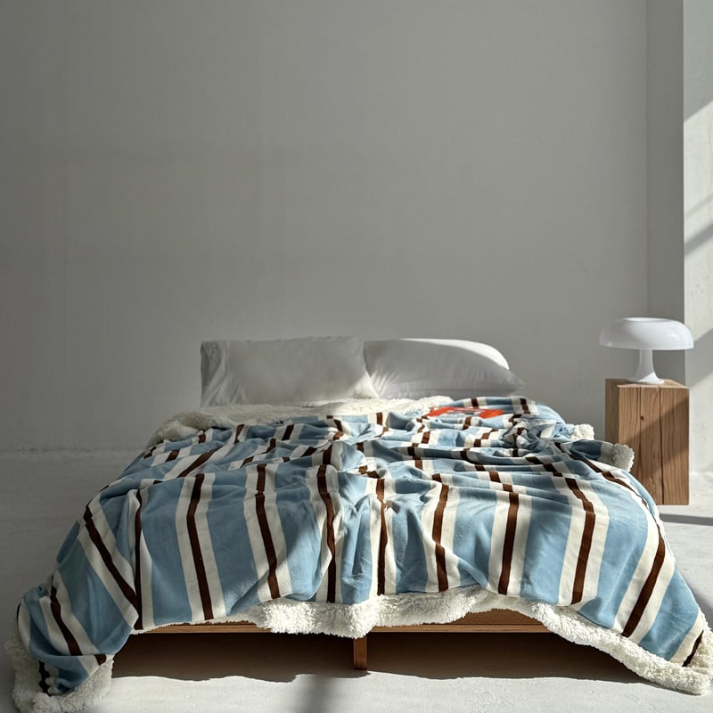 blanket-03052 シックシンストライプ ボアブランケット 毛布
