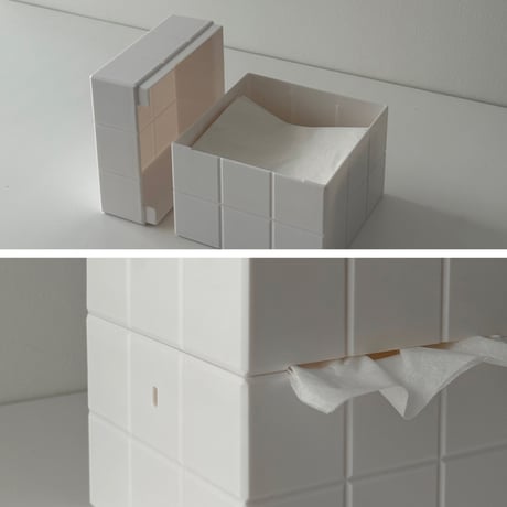 tissuebox-03088　ホワイト タイル調 ティッシュケース
