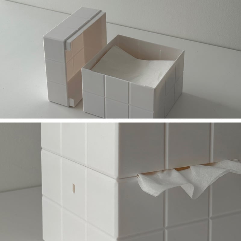 tissuebox-03088 ホワイト タイル調 ティッシュケース | ART OF