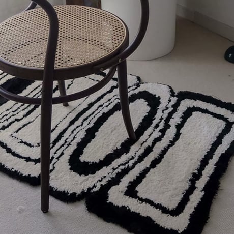 rug-03063　Geometric モノトーン ラグ 80cm×110cm