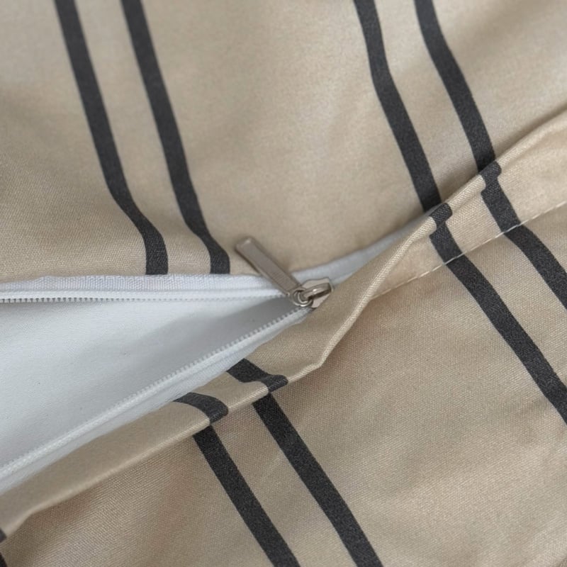 beddingsets-03087 beige×charcoal ダブルストライプ 布団カバー