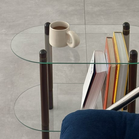 table-03223　オーバル 2段 ガラステーブル