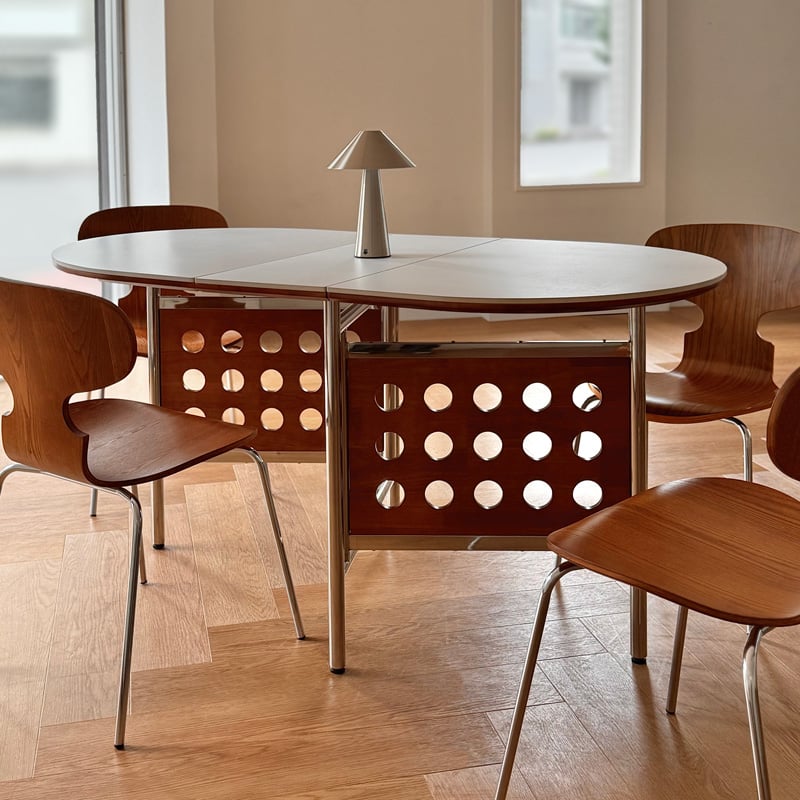 table-03212 受注販売 折り畳み オーバル天板 ホールレッグ ダイニング