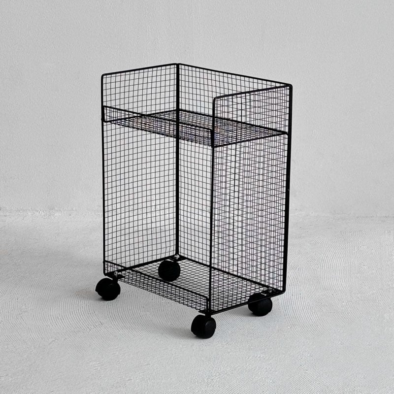 wagon-03012 アイアンメッシュ キャスター付きワゴン ブラック