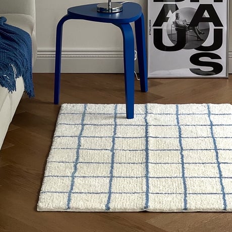 rug-03077　ブルー グラフチェック ラグ 80×120cm