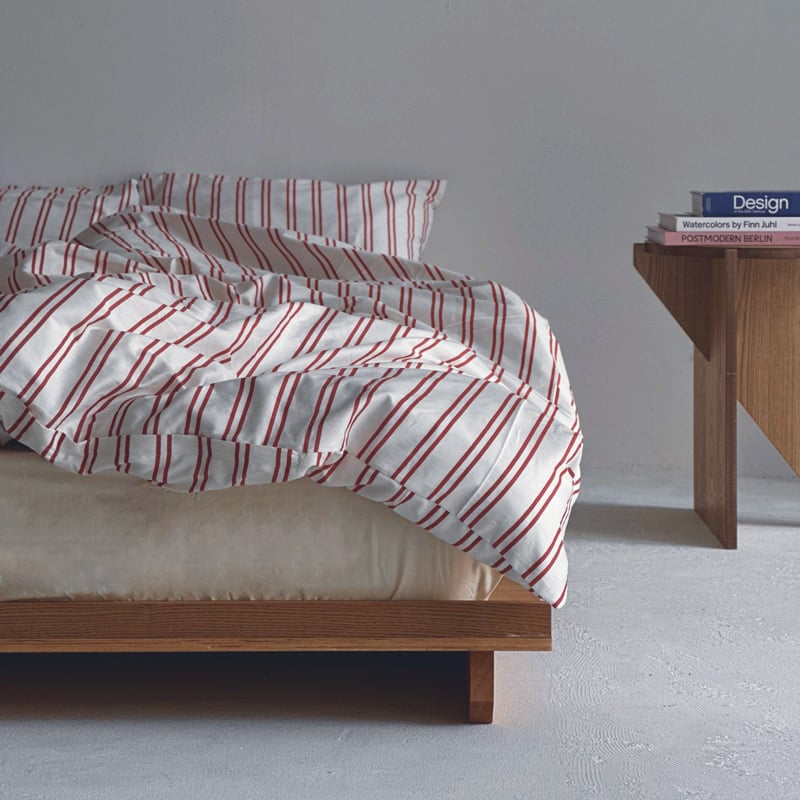 beddingsets-03002 white×red ダブルストライプ 布団カバー beddingsets-03002 white×red ダブルストライプ 布団カバー
