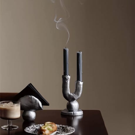 candle-03121　クレイ ツインキャンドルスタンド