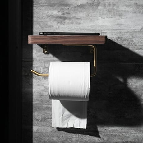 sanitary-03006　ウッド トイレットペーパーホルダー 20cm×12.2cm×高さ10.8cm