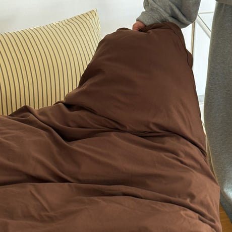 beddingsets-03147　yellow×brown×light blue ストライプ 布団カバーセット