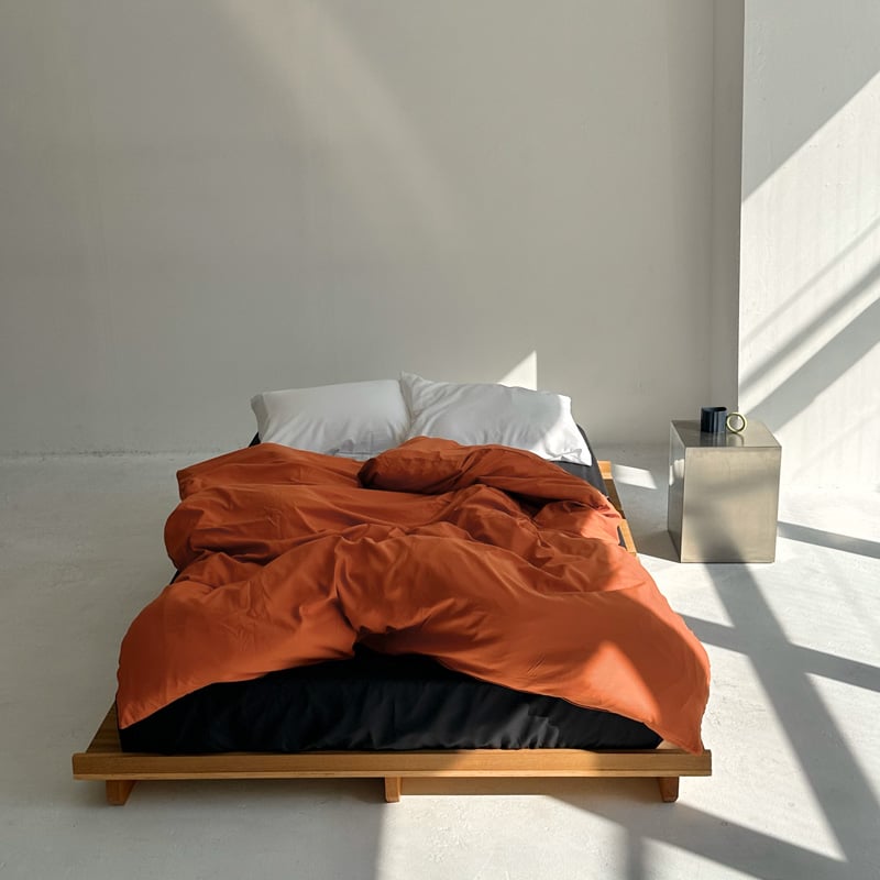 beddingsets-03068 orange×black×white 無地布団カバーセット