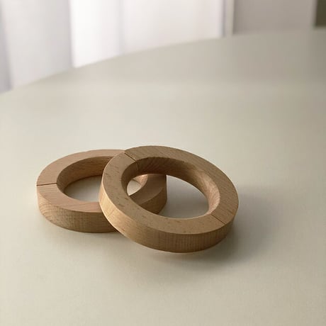 curtain-03002　2個セット ウッドリング カーテンホルダー マグネット式 10cm タッセル