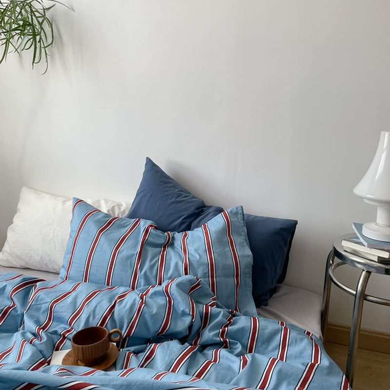 pillowcase-03001 ブルー シックシンストライプ 枕カバー 2枚セット