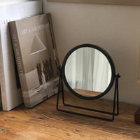 【一部予約商品】　mirror-03074  Black ラウンド 卓上ミラー