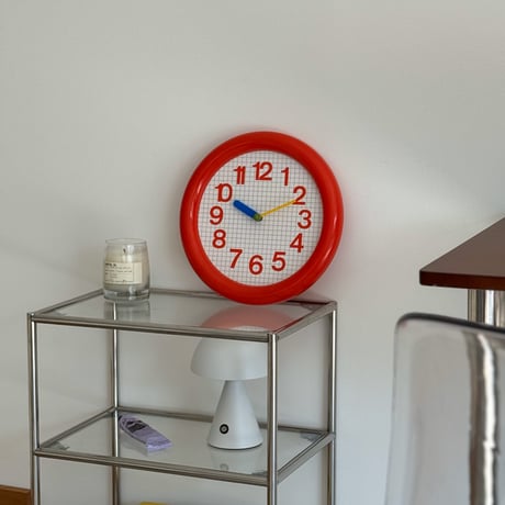 clock-03102　カラー針 グリッドパターン ラウンド ウォールクロック 掛け時計 静音
