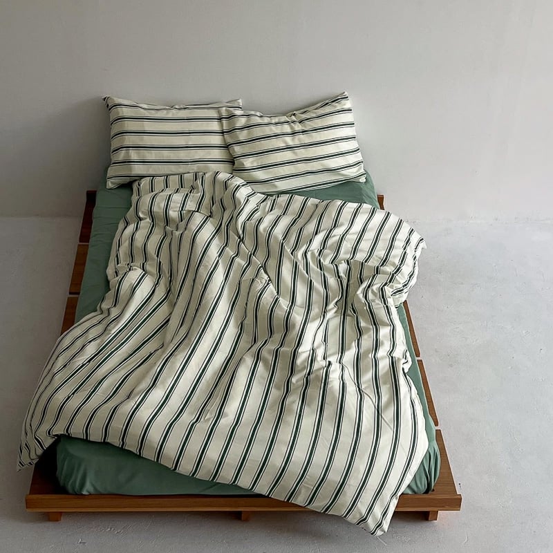 beddingsets-03003 cream×green シックシンストライプ 布団 beddingsets-03003 cream×green シックシンストライプ 布団