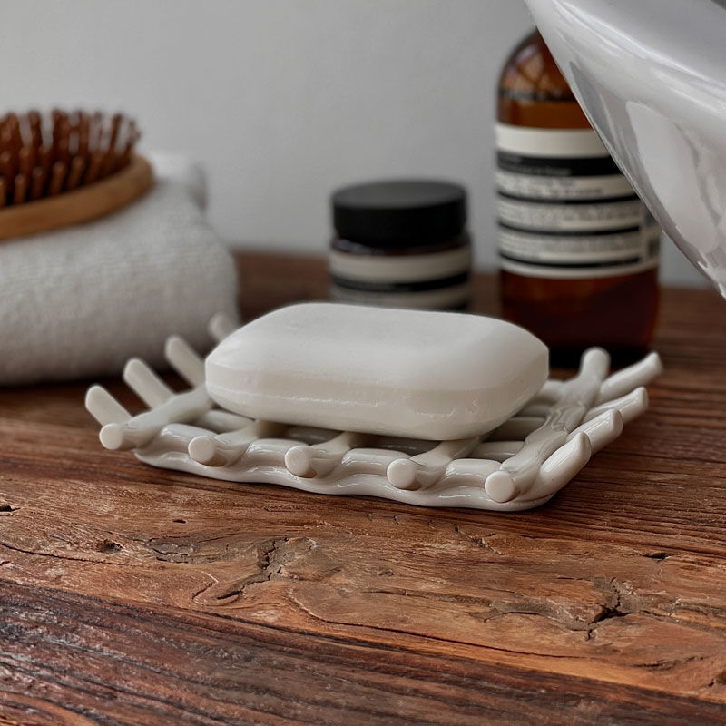 soapdish-03008 セラミック バスケット フラットソープディッシュ 石鹸