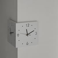 clock-03072　ホワイト コーナー 両面時計