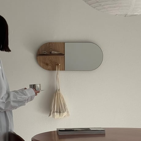 mirror-03123　オーバル ウッド ウォールミラー 壁掛け