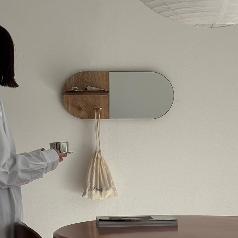 予約販売2月下旬～3月上旬頃発送予定 mirror-03123 オーバル ウッド