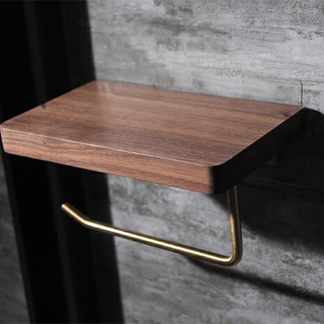 sanitary-03006　ウッド トイレットペーパーホルダー 20cm×12.2cm×高さ10.8cm