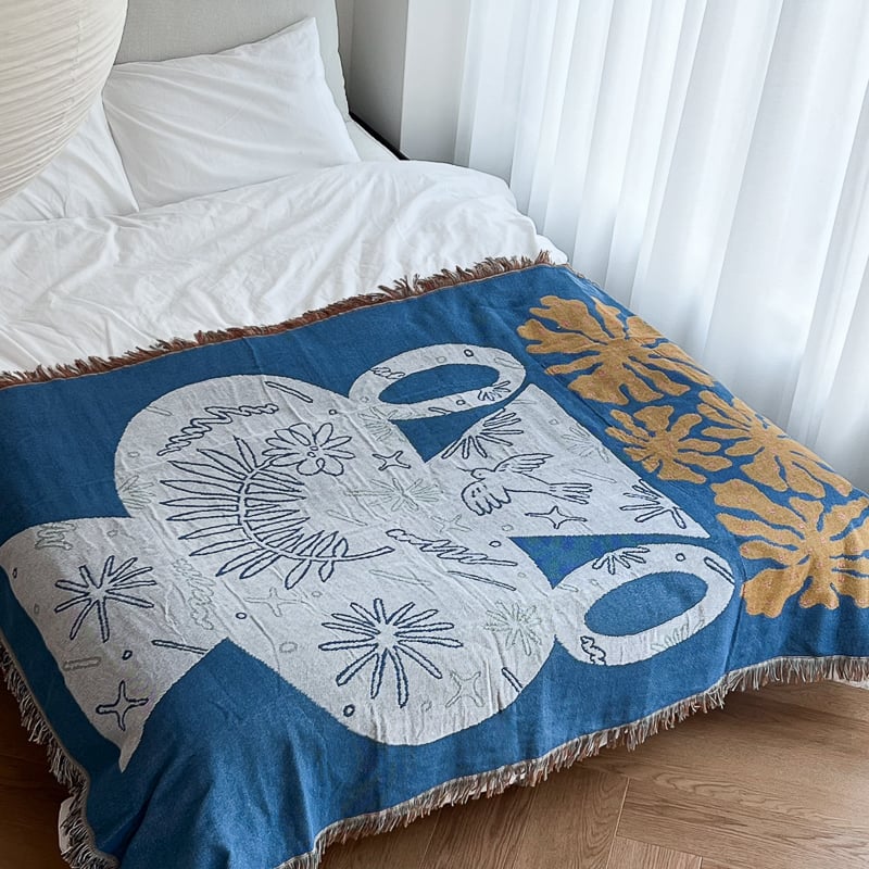 bedthrow-03003 flower & vase ベッドスロー 130×180 | A