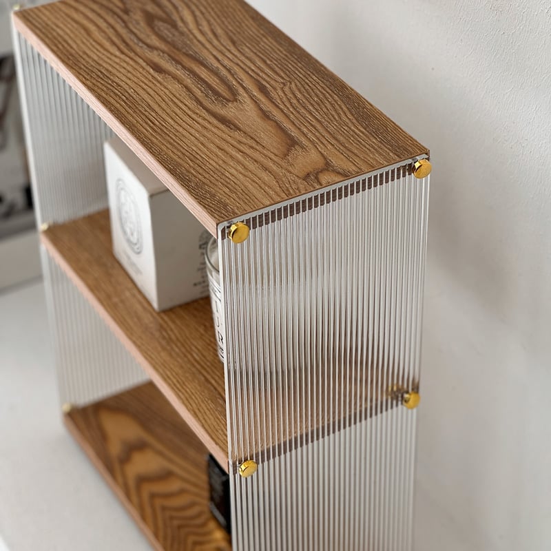 rack-03046 クリア×ウッド 3段 ディスプレイ ラック | ART OF BLACK