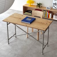 予約販売8月中旬～8月下旬頃発送予定　table-03206　ラーチ合板 × ステンレスフレーム デスク 120cm×60cm