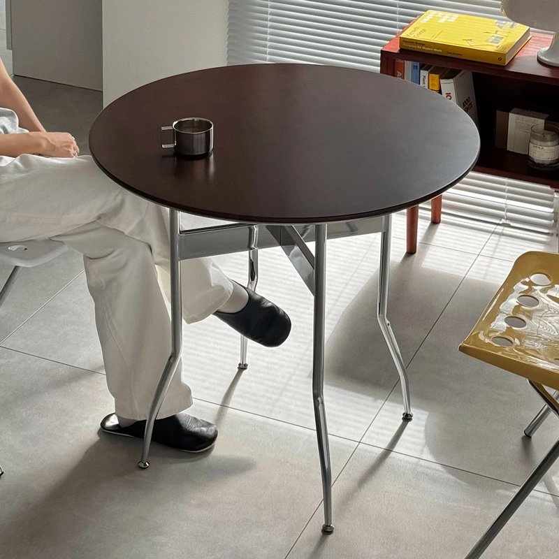 table-03189 天然木天板 ステンレスレッグ ラウンドテーブル