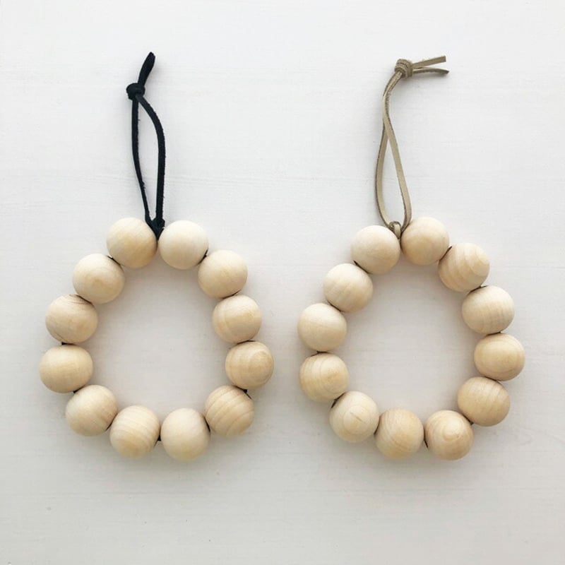 鍋敷wood beads 楽天市場】ウッドビーズ（白木）鍋敷き 本革ブラックレザー使用 黒