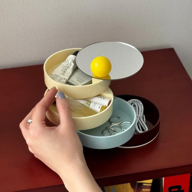 box-03062 蓋付き 回転 ラウンド小物ケース 4段 | ART OF BLACK