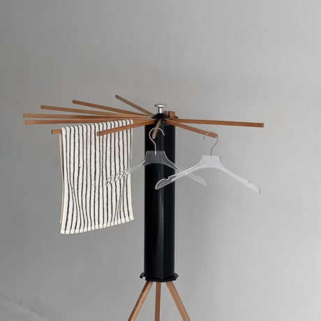 laundry-03010　Wood × Black フォールディング スタンドハンガーラック