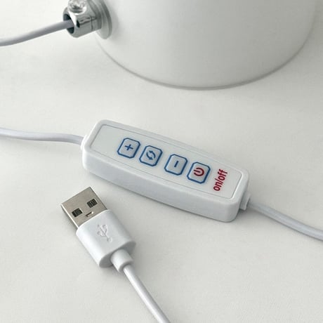 light-03397　USB ホワイトガラス 3色調光 テーブルランプ LED