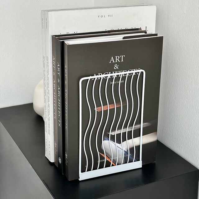 bookend-03018 wave line アイアン ブックスタンド 2個セット | AR