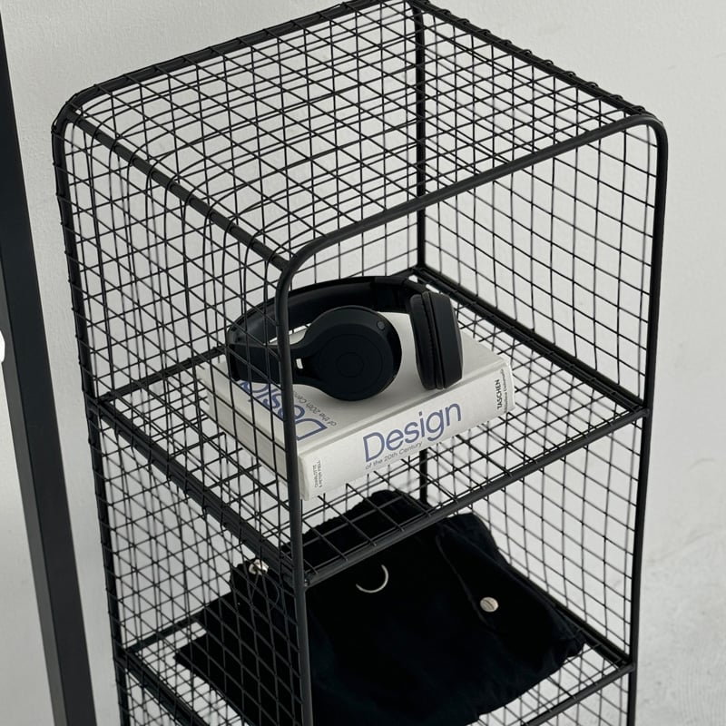 rack-03062 ブラック スタンド付き スチールメッシュ 3段ラック rack-03062 ブラック スタンド付き スチールメッシュ 3段ラック