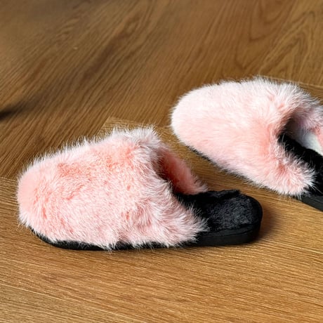 slipper-03004　ツートン エコファー ルームシューズ スリッパ