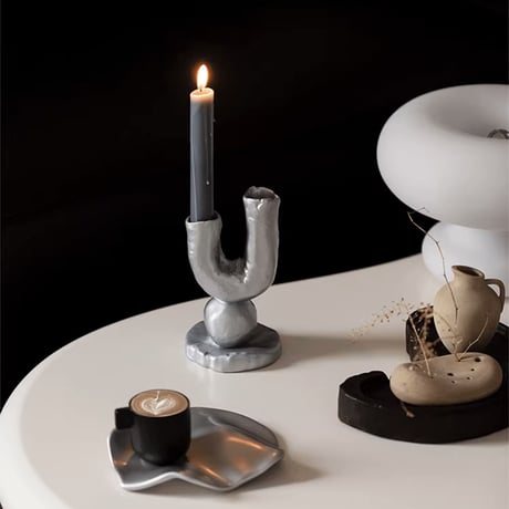 candle-03121　クレイ ツインキャンドルスタンド