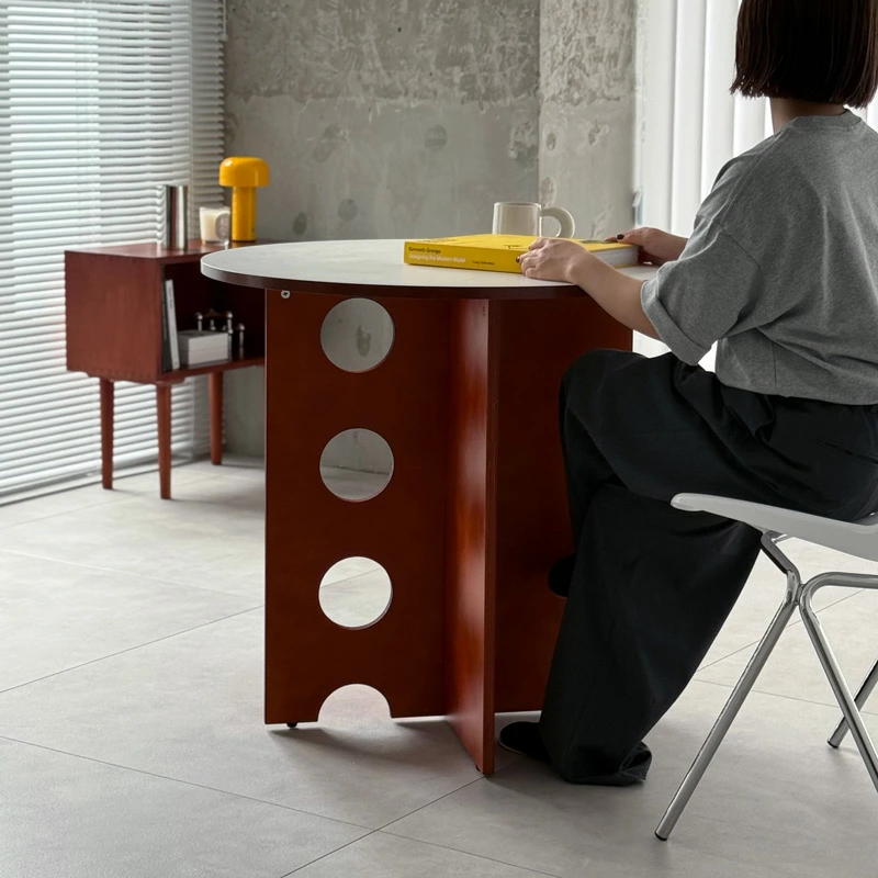 table-03191 ブラウン ホールレッグ ラウンドテーブル 80cm | ART OF