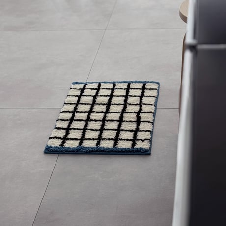 mat-03105　ブルーライン グラフチェック ラグ 40cm×60cm