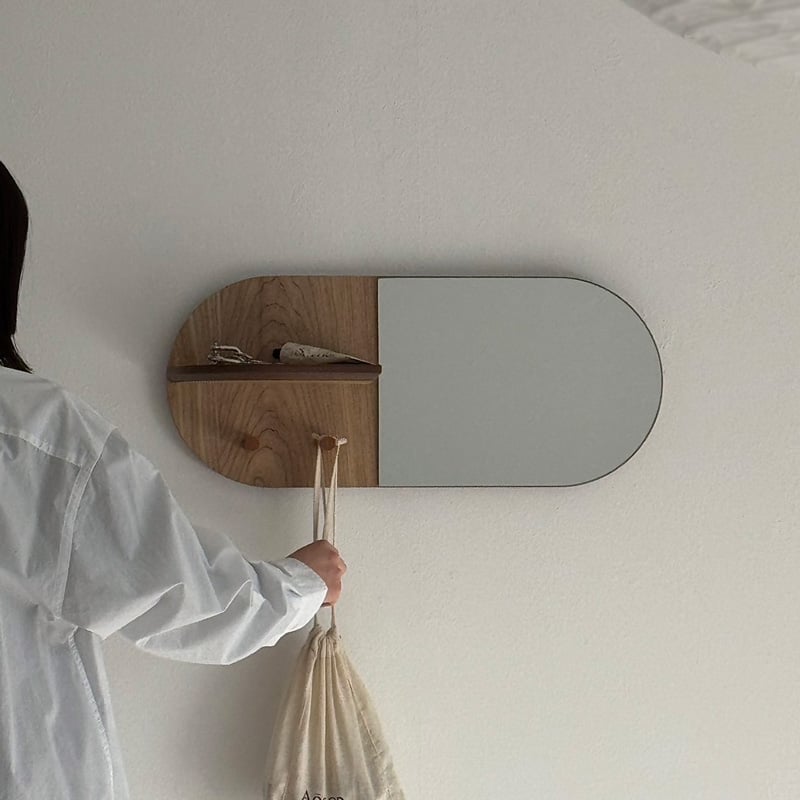 予約販売4月中旬～4月下旬頃発送予定 mirror-03123 オーバル ウッド