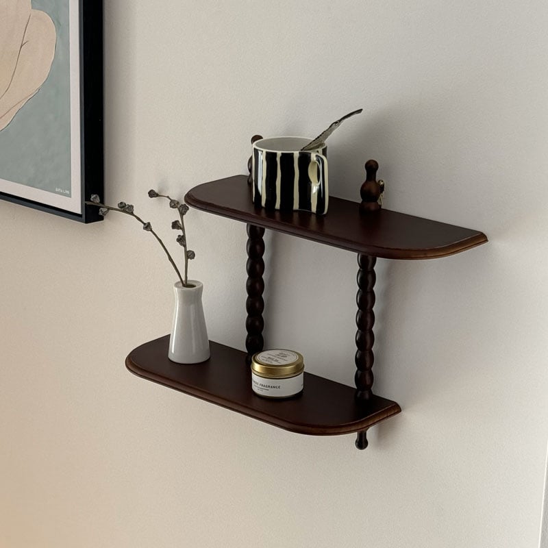 shelf-03039 ボビンターニング ウォールシェルフ ダークブラウン 2段
