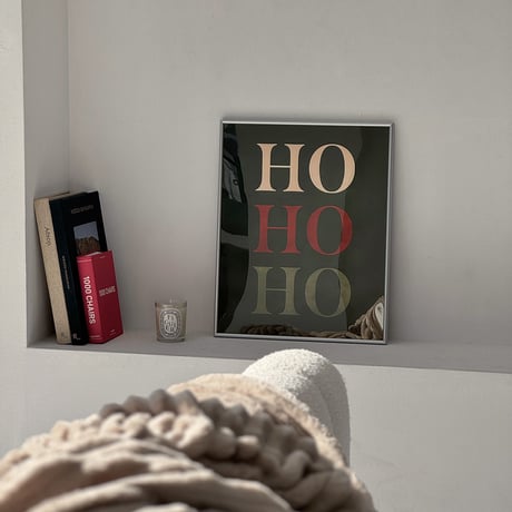 poster-03128　シルバーフレーム付き グラフィック Xmas クリスマスポスター 50×40cm