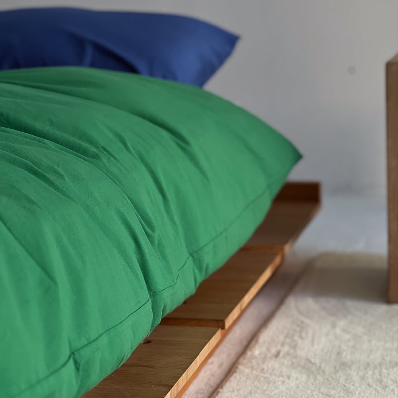 beddingsets-03027 ブルー枕×グリーン掛けカバー 無地 布団