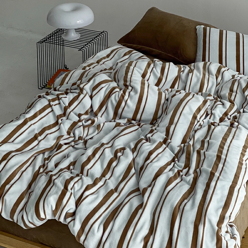 beddingsets-03061 mint×brown あたたか ファイバー厚手 起毛 スト