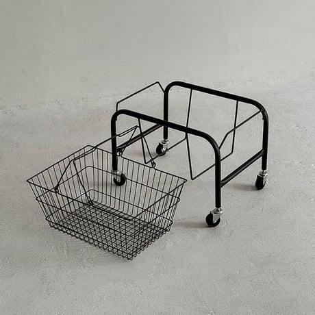 予約販売7月上旬～7月中旬頃発送予定　wagon-03022　ブラック キャスターワゴン ハンドル付きバスケット