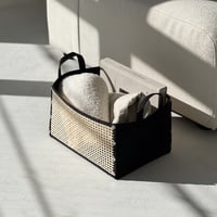 予約販売9月上旬～9月中旬頃発送予定　box-03042　折り畳み バンブーメッシュ×フェルト 収納バスケット