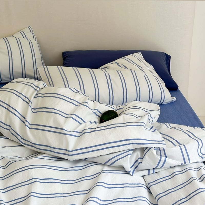 pillowcase-03006 white×blue ダブルストライプ 枕カバー 2枚 pillowcase-03006 white×blue ダブルストライプ 枕カバー 2枚