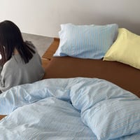beddingsets-03125　blue×brown ストライプ 布団カバーセット