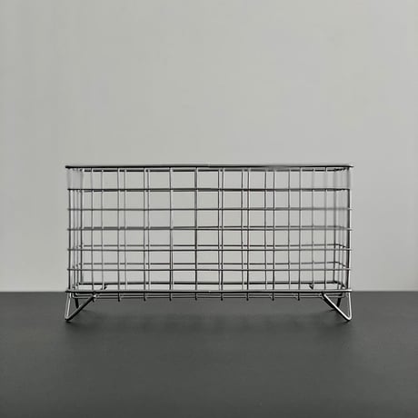 box-03027　ワイド シルバー スチール 脚付き かごバスケット